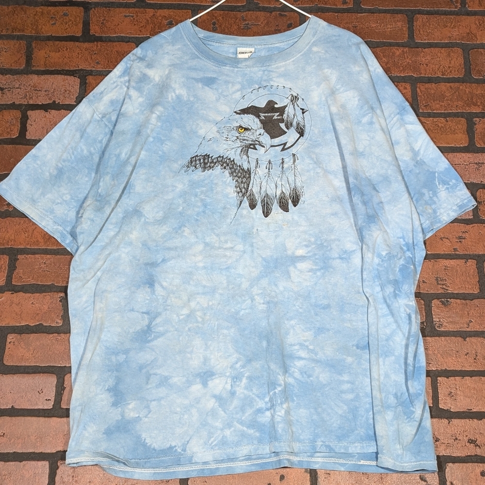 Anvil Men's 3XL Nature‎ Tie Dye Eagle Tee Blue White Tie Dye